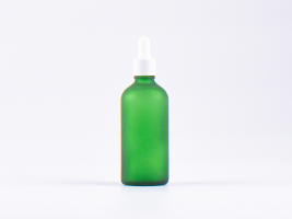 Grünglasflasche 100ml, mit Pipette weiss
